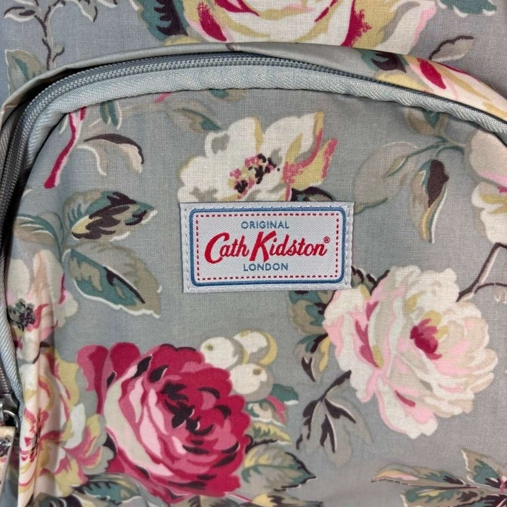 Cath Kidston Anemone Multi Pocket Backpack W/13" Travel Bag Rose Print Gray Pink - Picture 4 of 9
